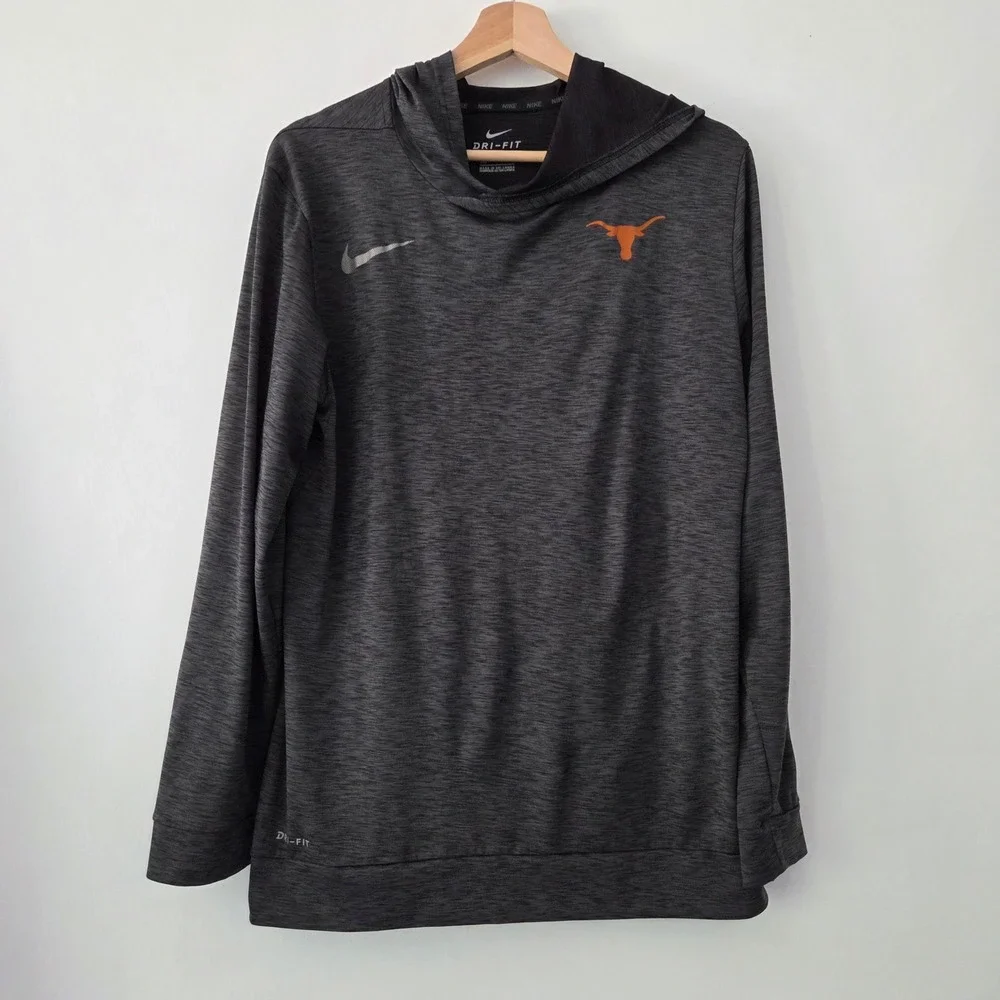 Nike Hoodie Charcoal Grey Texas Longhorns Dri-FIT Performance Mens Medium